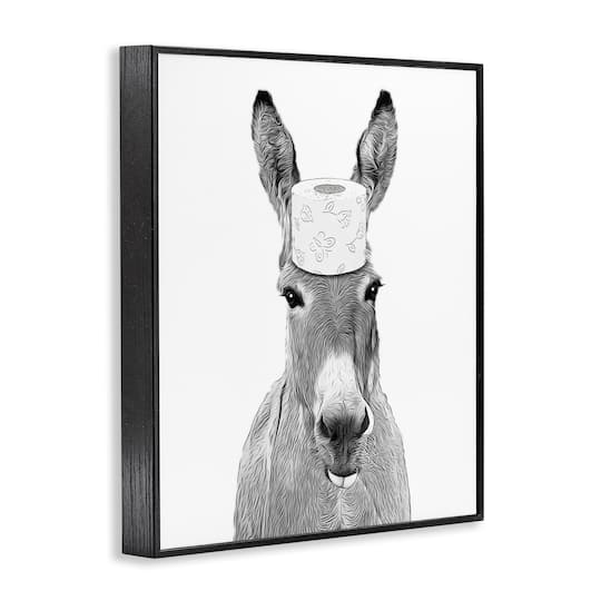 Stupell Industries Donkey Toilet Paper Funny Bathroom Framed Giclee Art